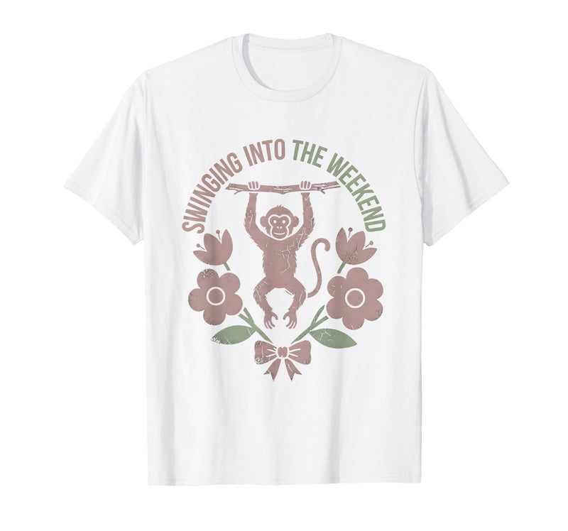Mademark Swinging Into the Weekend Monkey Design T-Shirt - Men - White
