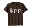 Deaf Halloween ASL Costume Boo Hands ASL Halloween Skeleton Hand American Sign Language Boo T-Shirt - Brown
