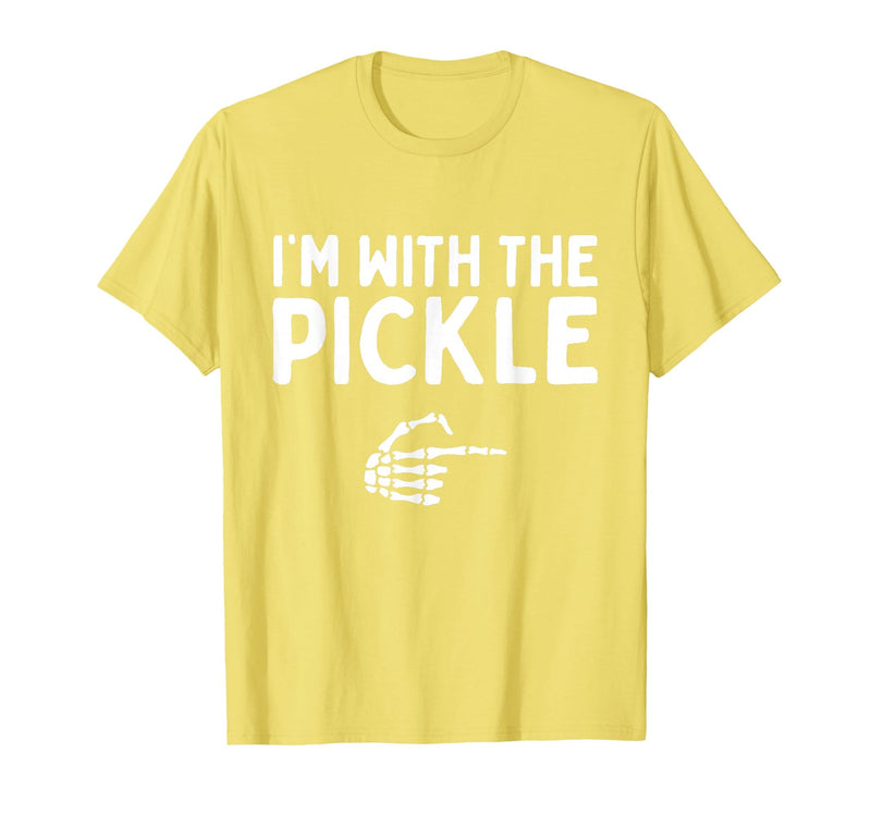 Funny Halloween Costume Holiday Party Gift I'm with The Pickle Funny Halloween Costume Matching Couples T-Shirt - Lemon