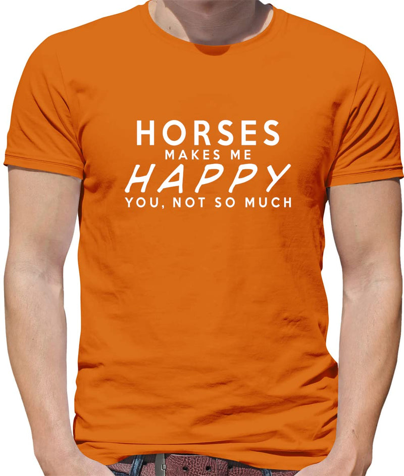 Dressdown Horses Makes Me Happy - Mens Premium Cotton T-Shirt - Orange