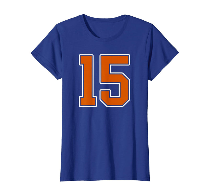Number 15 Jersey Player Uniform #15 Gifts Burnt Orange White Number 15 Jersey Player Uniform #15 T-Shirt - Royal Blue