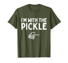 Funny Halloween Costume Holiday Party Gift I'm with The Pickle Funny Halloween Costume Matching Couples T-Shirt - Olive Green