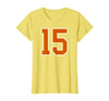 Number 15 Jersey Player Uniform #15 Gifts Burnt Orange White Number 15 Jersey Player Uniform #15 T-Shirt - Lemon Yellow