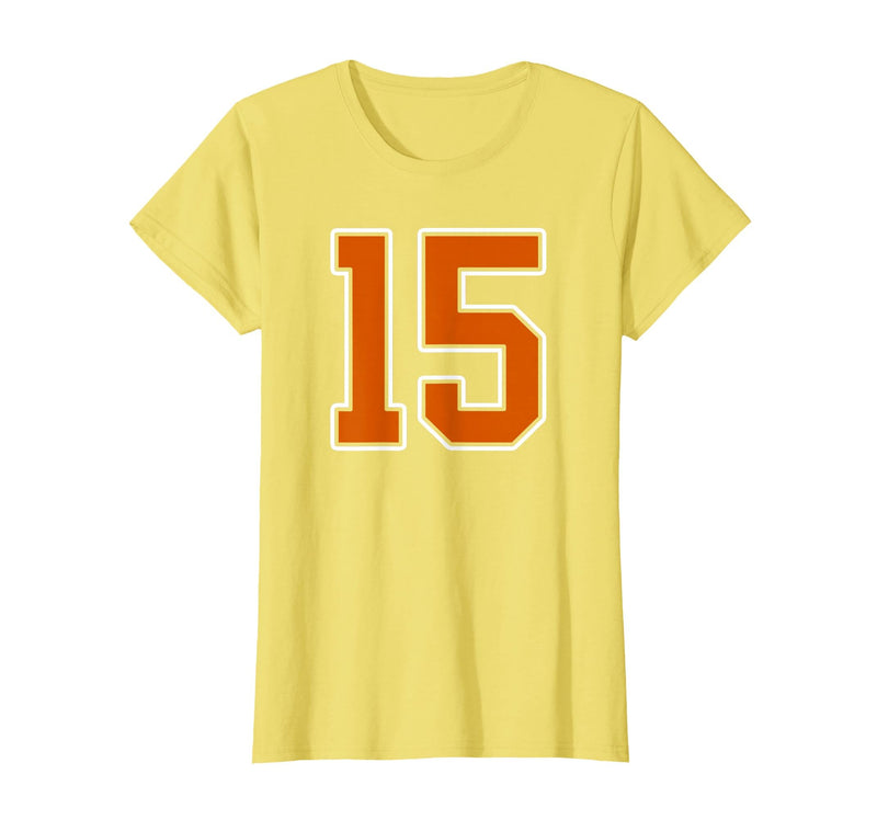 Number 15 Jersey Player Uniform #15 Gifts Burnt Orange White Number 15 Jersey Player Uniform #15 T-Shirt - Lemon Yellow