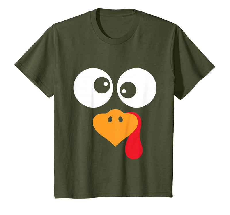 Thanksgiving shirts for Women Men Kids Thanksgiving Funny Turkey Face Costume Outfit Mens Boys Kids T-Shirt - Olive Green
