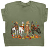 Niaday Fall Horse Shirt Men Women Graphic Short Sleeve T-Shirt Tee, Fall Season Horses Horse Lover Shirt - Green