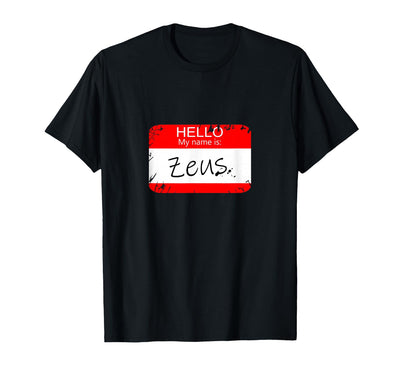 Hello My Name is Funny Halloween Costume Tees Hello My Name is Zeus Funny Halloween Greek Gods Tshirt T-Shirt