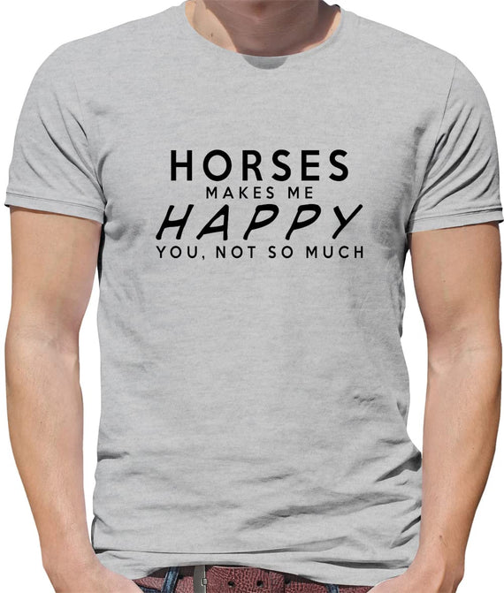 Dressdown Horses Makes Me Happy - Mens Premium Cotton T-Shirt - Sports Grey