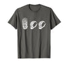 Deaf Halloween ASL Costume Boo Hands ASL Halloween Skeleton Hand American Sign Language Boo T-Shirt - Asphalt Grey