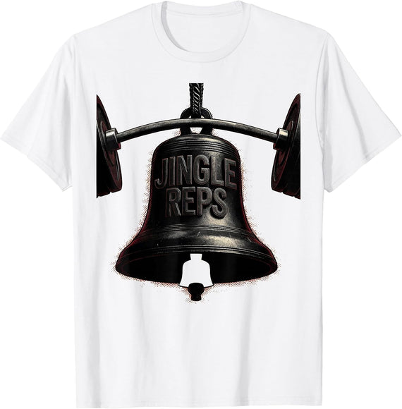 Men's Jingle Reps Blackwork Dotwork Christmas Weightlifting Gym T-Shirt - White