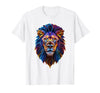 Psychedelic Jungle Glow Animal Art Glow Lion Head Art Psychedelic Jungle Animal Face T-Shirt - White