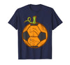 Halloween Shirts For Women Men Kids Boys Girls Halloween Soccer Ball Pumpkin Football Costume Boys Kids Men T-Shirt - Navy