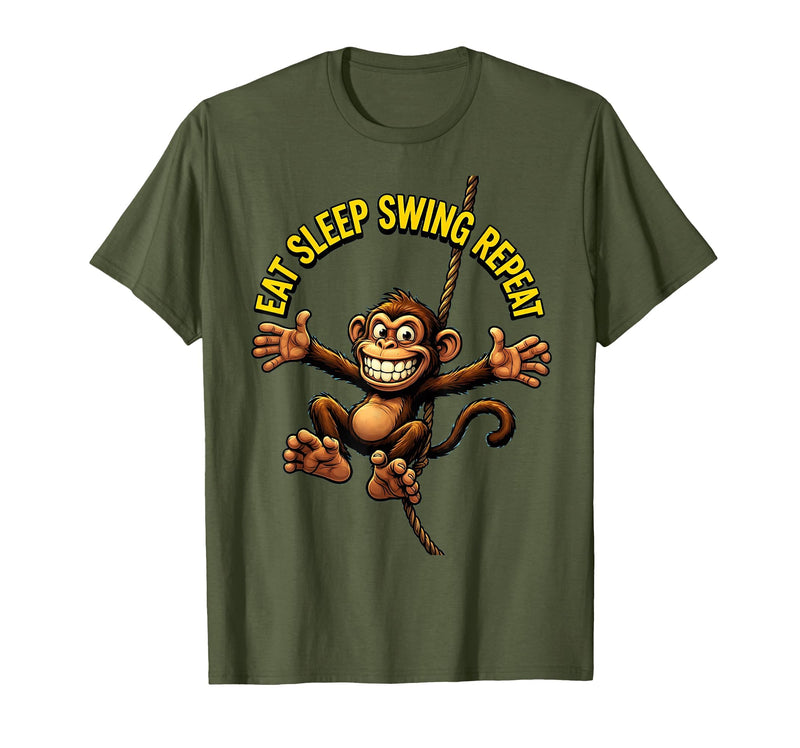 Mademark Eat Sleep Swing Repeat Monkey Graphic Design T-Shirt - Men - Olive Green