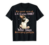 Cute Rabbit Lover Bunny Graphic T-Shirt (Dark Heather Grey) in Black