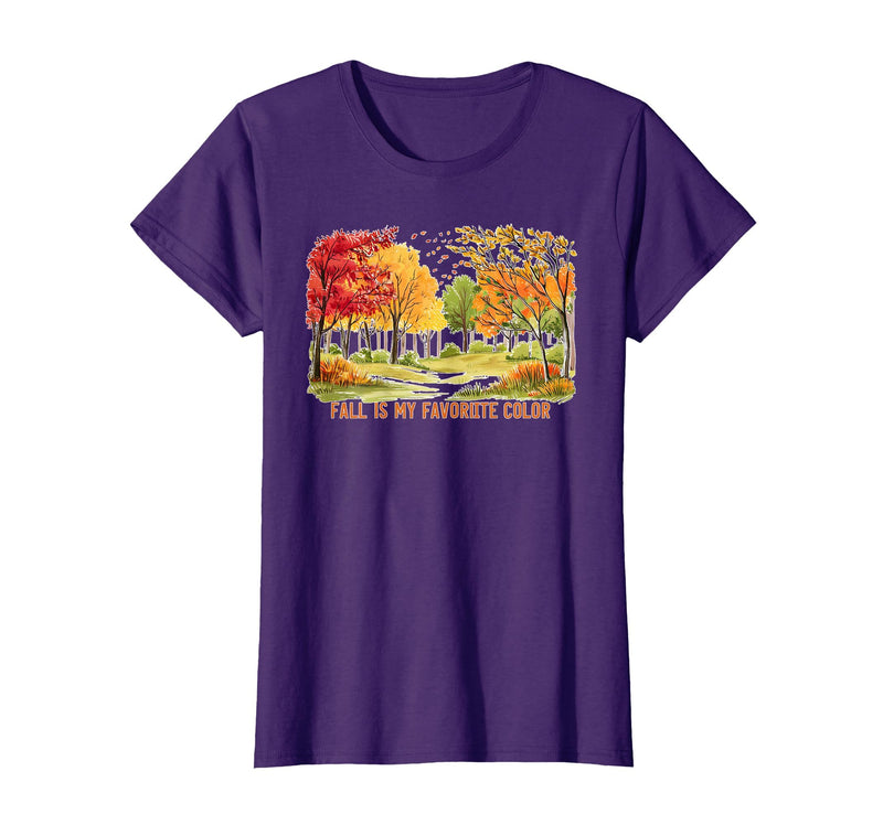 Halloween spooky fall autumn shirts Fall is My Favorite Color Season Leaves Halloween Fun T-Shirt - Purple