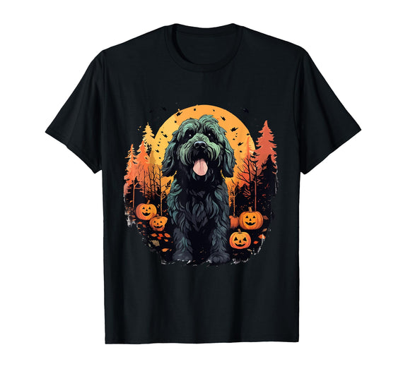 Doodledogco. Halloween Goldendoodle Halloween Cute and Spooky Doodle Dog T-Shirt - Black