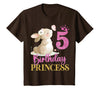 Kids 5th Birthday Rabbit Princess Girl Bunny 5 Years Old T-Shirt in Brown