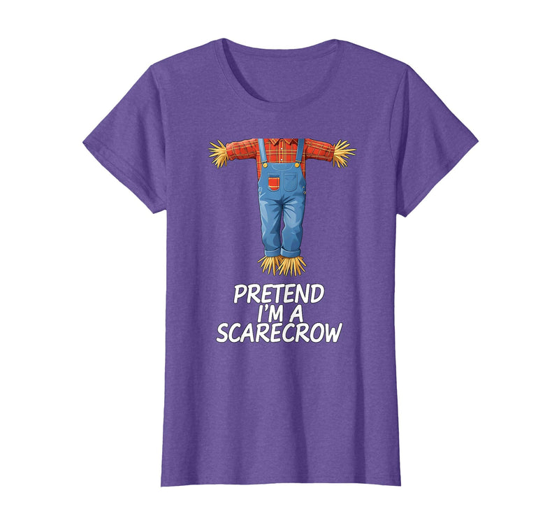Humor Scarecrow Halloween Tees Pretend I'm A Scarecrow Halloween Costume T-Shirt - Purple Heather