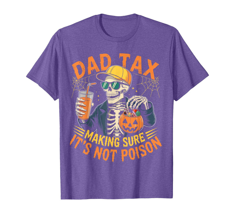 Dad Tax Halloween Pumpkin Candy Art Dad Tax Halloween Pumpkin Candy Funny Skull Men Dad Joke T-Shirt - Purple Heather