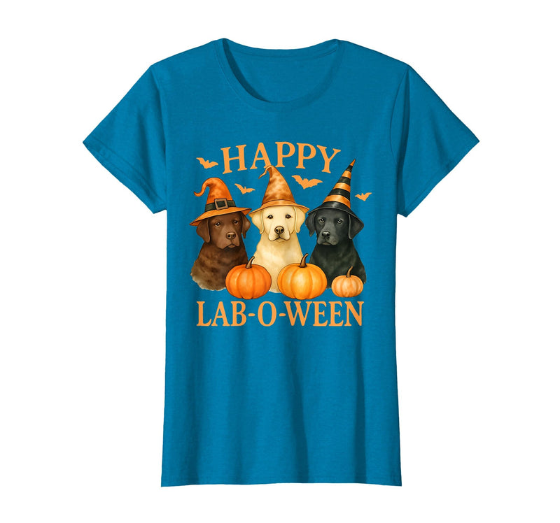 Art-Wear Happy Lab-O-Ween Labrador Halloween Dog Lover Design T-Shirt - Sapphire Blue
