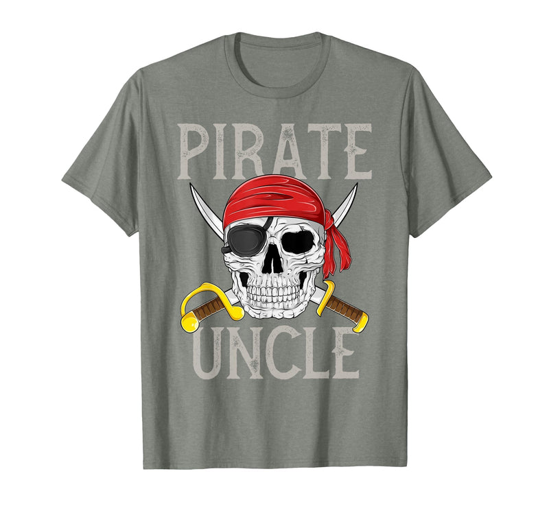 Pirate Family Apparel Pirate Uncle Jolly Roger Flag Skull Family Pirates T-Shirt - Olive Heather