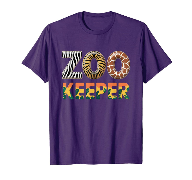 Zoo Keeper Costume Adult Party Safari Zookeeper Zoo Keeper Costume Adult Halloween Party Safari Zookeeper T-Shirt - Purple