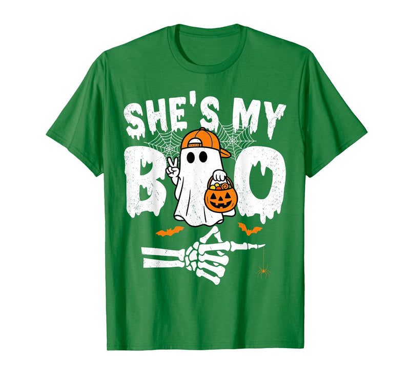 Funny Couples Halloween Matching Couple Outfits He's My Boo Matching Couple Halloween Couples She's My Boo T-Shirt - Kelly