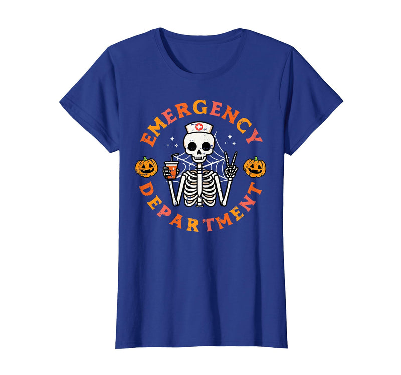 Halloween Nurse Shirts For Women Scrub Costumes Emergency Department Funny Halloween ER Nurse Women Men T-Shirt - Royal Blue