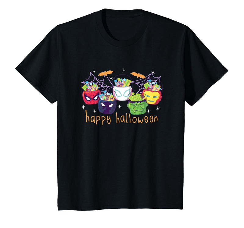 Marvel Halloween Avengers Themed Candy Buckets Retro T-Shirt - Black