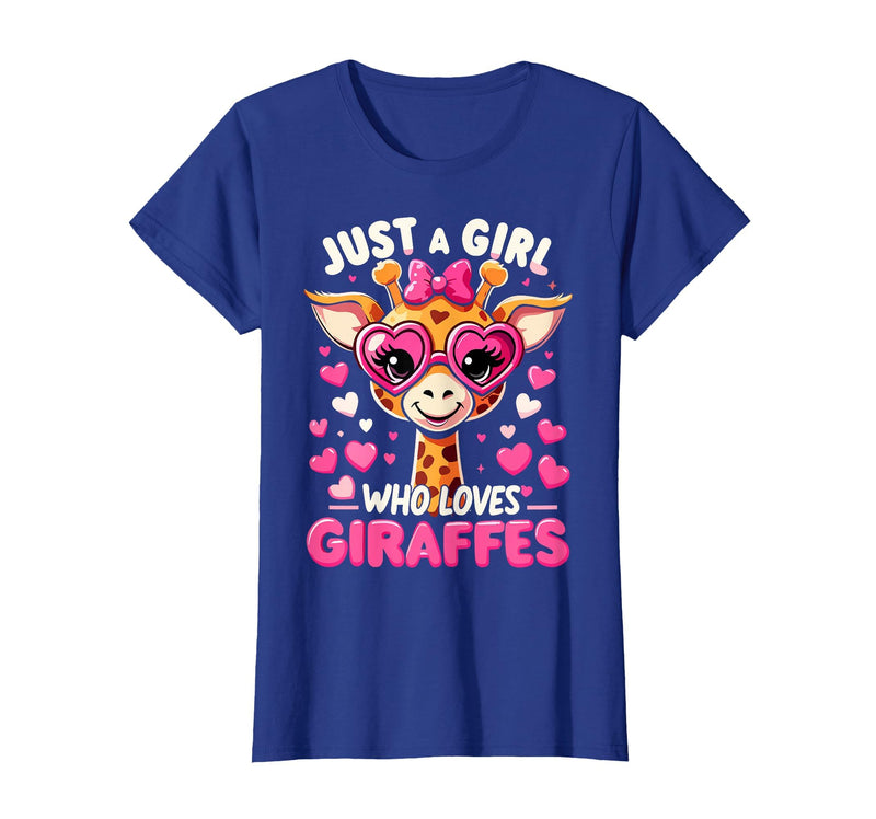 Funny Giraffe Lover Giraffe Just A Girl Who Loves Giraffes T-Shirt - Royal Blue