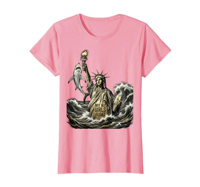 Not All Girls Float Womens Shark Design T-Shirt