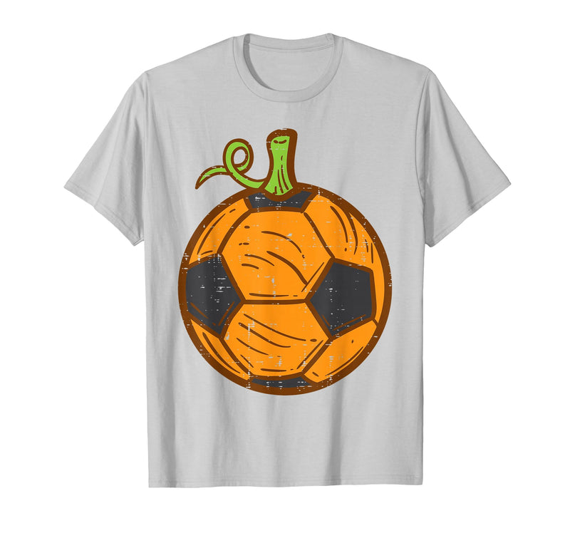Halloween Shirts For Women Men Kids Boys Girls Halloween Soccer Ball Pumpkin Football Costume Boys Kids Men T-Shirt - Silver