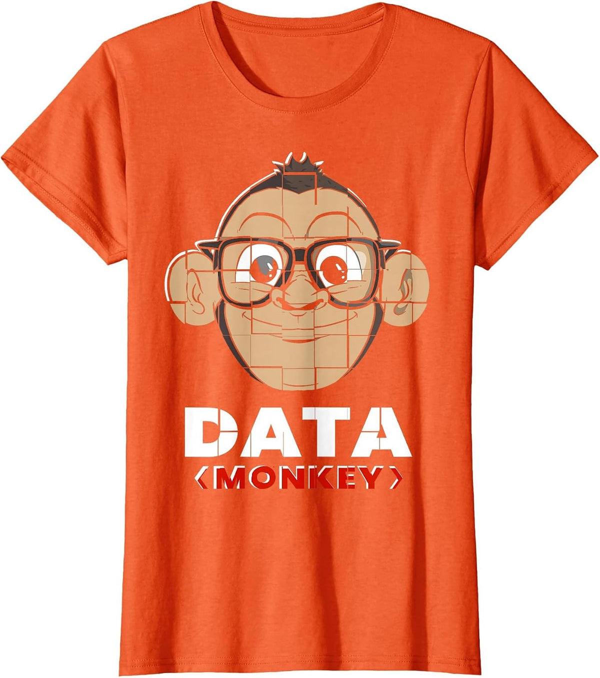 Data Monkey Data Evaluator Code Programmer T-Shirt - Orange