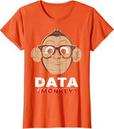 Data Monkey Data Evaluator Code Programmer T-Shirt - Orange