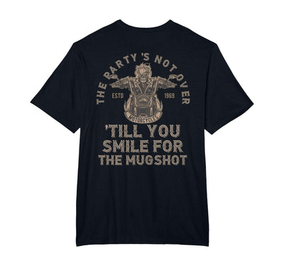 Vintage Distressed Biker Graphic Design Back Print Funny Motorcycle Rider Graphic Skull Skeleton on Back T-Shirt