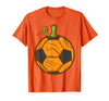 Halloween Shirts For Women Men Kids Boys Girls Halloween Soccer Ball Pumpkin Football Costume Boys Kids Men T-Shirt - Orange
