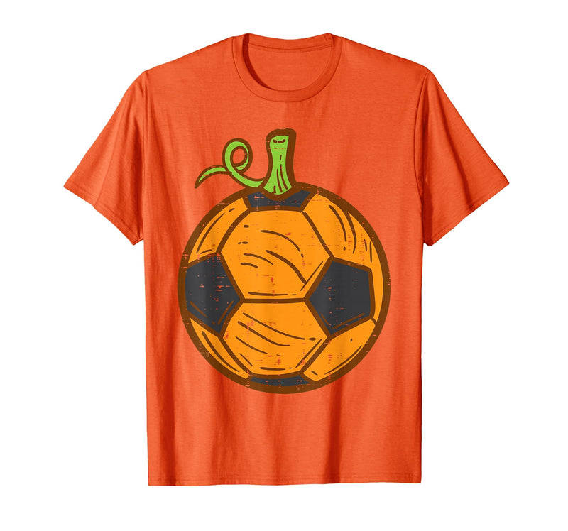 Halloween Shirts For Women Men Kids Boys Girls Halloween Soccer Ball Pumpkin Football Costume Boys Kids Men T-Shirt - Orange