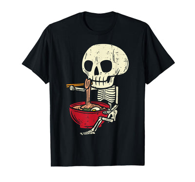Halloween Shirts For Women Men Kids Boys Girls Skeleton Skull Eating Ramen Cute Anime Halloween Boys Girls T-Shirt