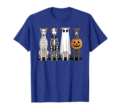 Funny Retro Italian Greyhound Dog Halloween Witch Spooky Ghost Italian Greyhound Pumpkin Halloween Skeleton T-Shirt