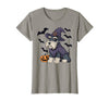 Witch Schnauzer Dog Halloween Outfits Schnauzer Dog Scary Pumpkin Bat Witch Schnauzer Halloween T-Shirt - Slate Grey