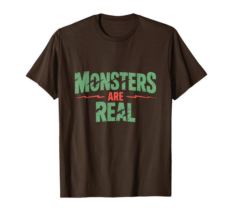 Monster Truth Wear Monsters are Real Horror Spooky Scary Halloween T-Shirt - Brown