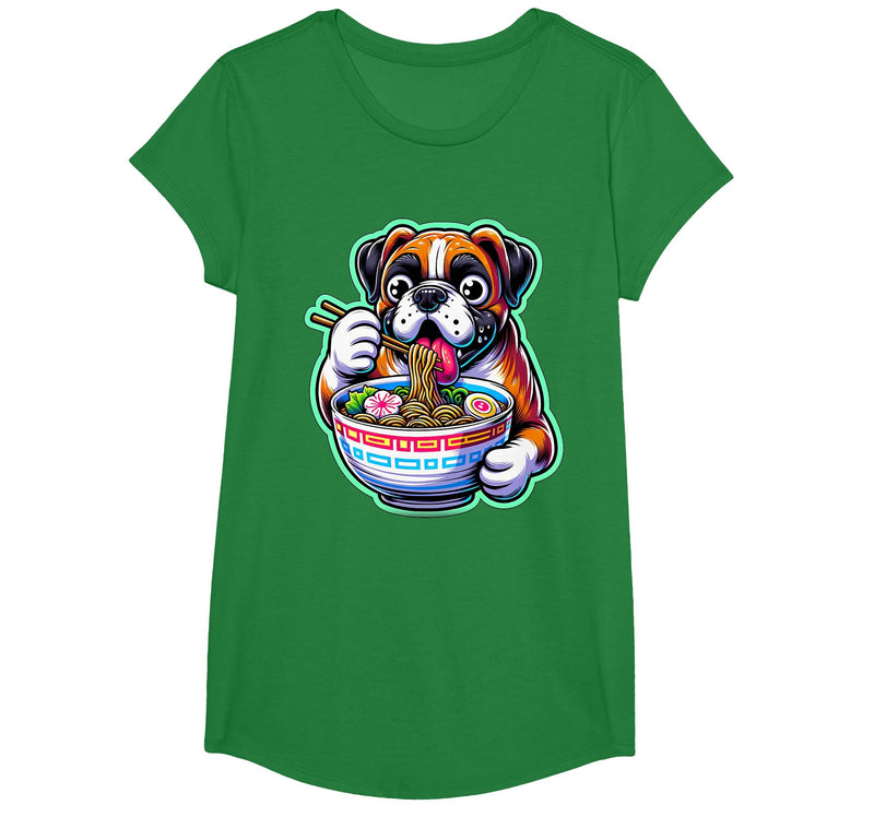Noodle Ramen Boxer Dog Kawaii Anime Boxer Dog Ramen T-Shirt - Kelly Green