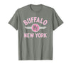 133 Apparel Buffalo NY Buffalo New York Circle NY Pink Print T-Shirt - Olive Heather