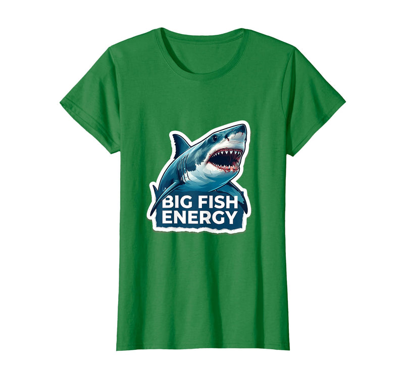Mademark Big Fish Energy Shark Graphic Design T-Shirt - Kelly Green