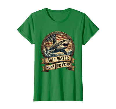 Mademark Salt Water Runs Her Veins Shark Women Design T-Shirt
