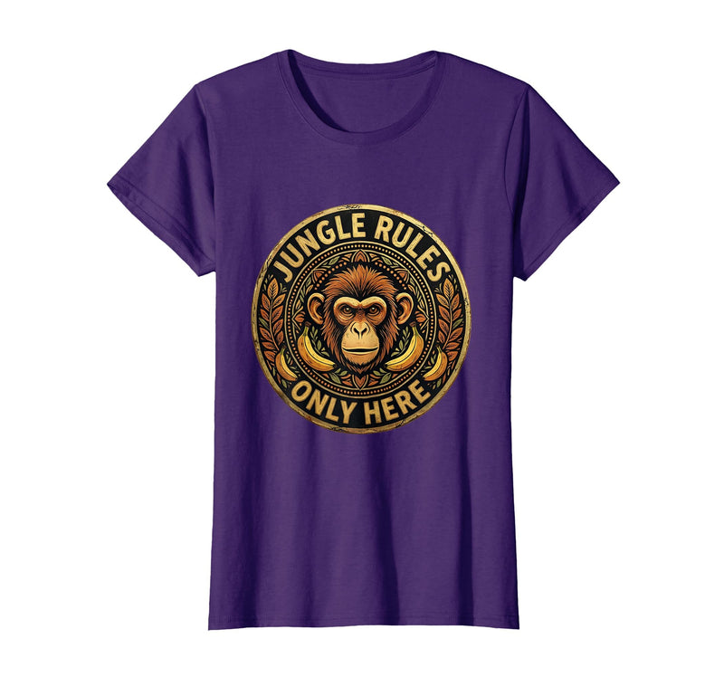 Mademark Monkey Jungle Rules Only Here Graphic Design T-Shirt - Women - Purple