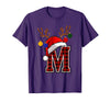 Christmas Buffalo Plaid Alphabet Tees Letter M Name Initial Buffalo Plaid Alphabet Monogram T-Shirt - Purple
