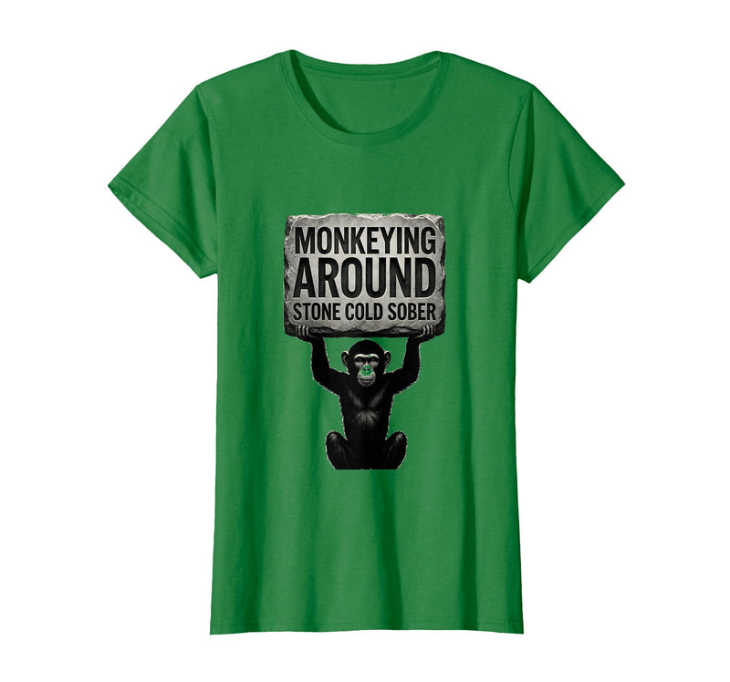Mademark Monkeying Around Stone Cold Sober Design T-Shirt - Women - Kelly Green