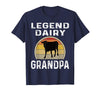 Funny Dairy Farmer Gifts Legend Dairy Grandpa Retro Sunset Cow Farming Funny Cattle T-Shirt - Navy Blue
