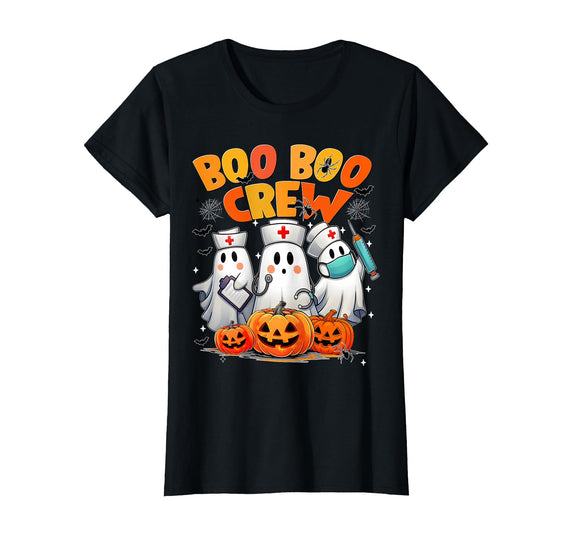 RN CNA ICU Ghost Halloween Costumes Shirts Nurse Boo Boo Crew Nurse Ghost Halloween Costumes Men Women T-Shirt - Black